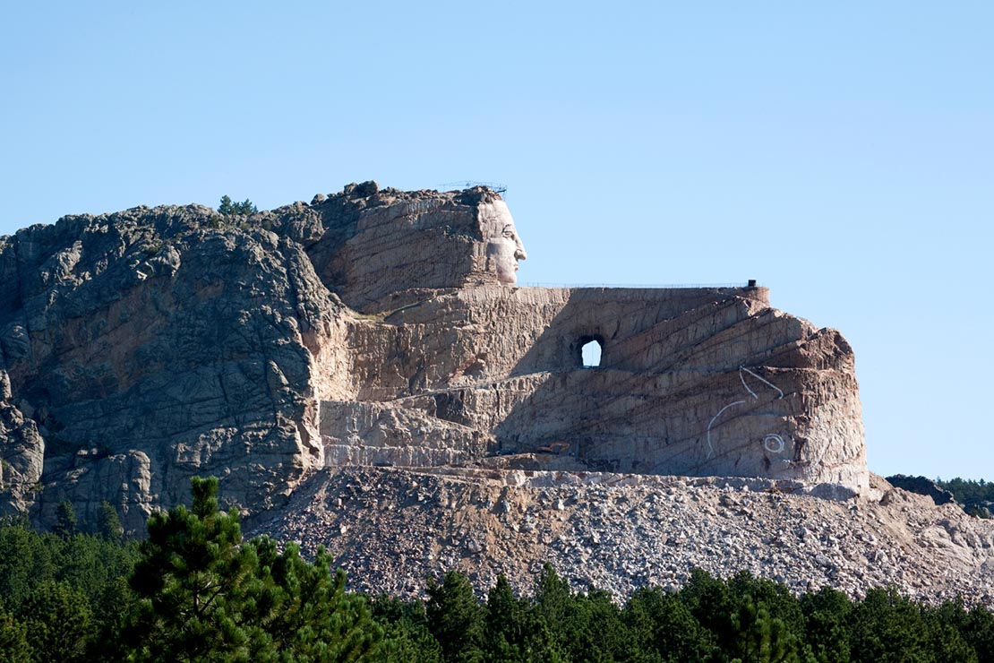 Crazy Horse Memorial located south of Custer Crossing Family Campground. 