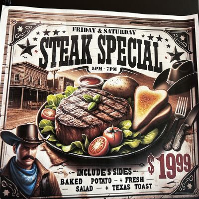 Steak special from Last Stand Cafe